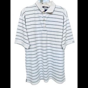 Greg Norman Cream Striped Fine 2-Ply Cotton Men's Polo Shirt - L - Pre-owned